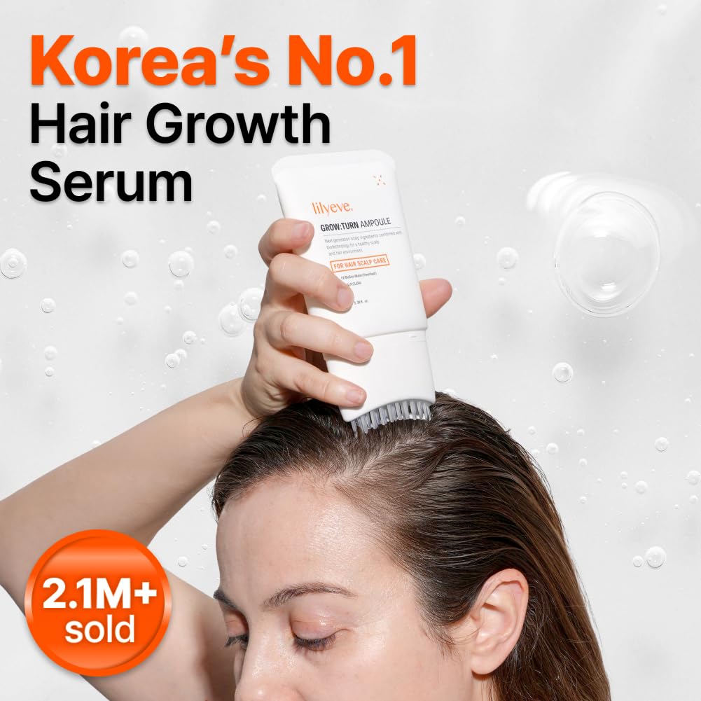 lilyeve GROWTURN Hair Growth Serum with Built-In Brush – Heartleaf Exosomes, Hair Thickening & Growth Support (Korean Hair Care) – 3.38 oz