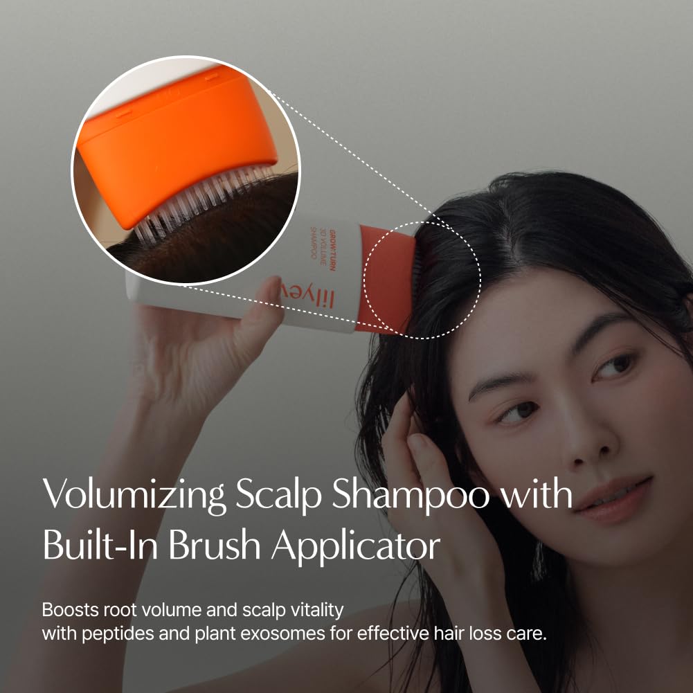 lilyeve GrowTurn 3D Volume Shampoo with Built-In Brush | Fuller-Looking Hair & Gentle Scalp Care | 6.76 Fl Oz