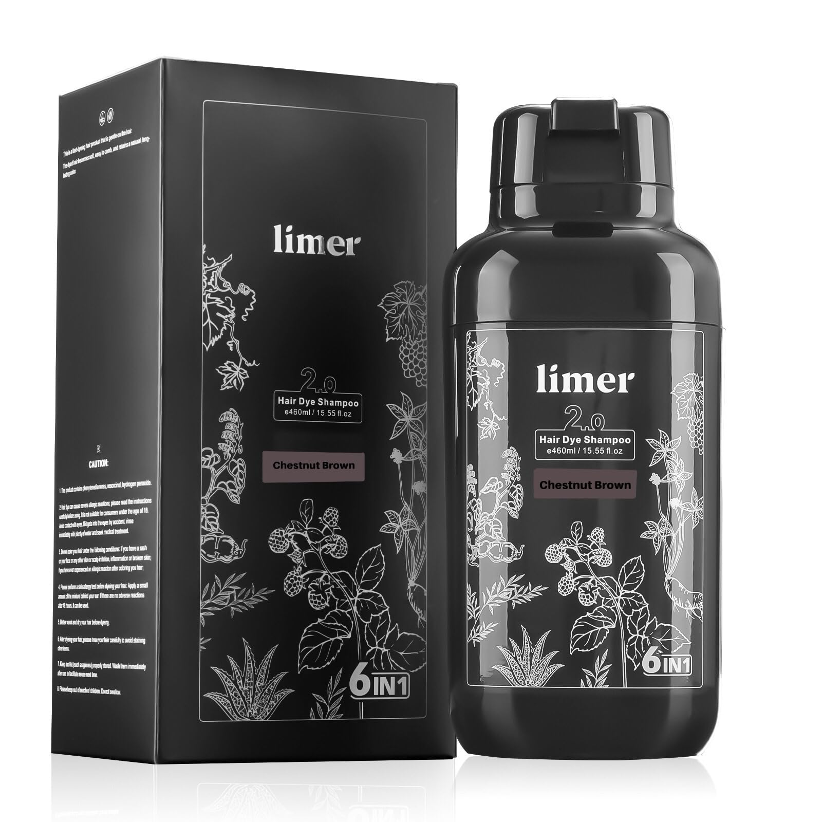 Limer Hair Dye Shampoo Chestnut Brown – 6-in-1 Ammonia-Free, 460ml