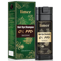 Limer Hair Dye Shampoo Dark Brown - PPD-Free & Ammonia-Free, 6-in-1 Herbal Color for Gray Coverage (6.76 fl oz/200 ml)
