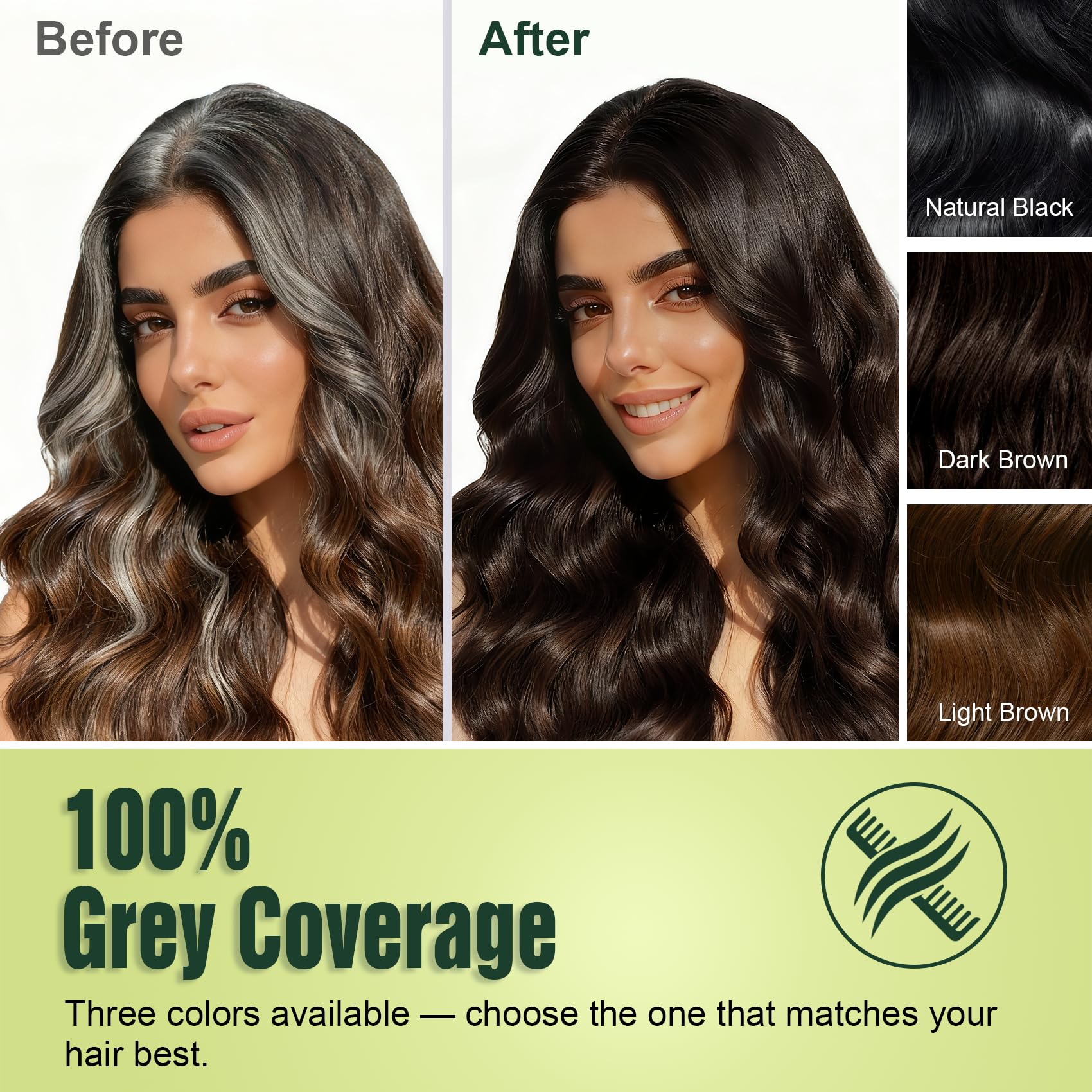 Limer Hair Dye Shampoo Dark Brown - PPD-Free & Ammonia-Free, 6-in-1 Herbal Color for Gray Coverage (6.76 fl oz/200 ml)