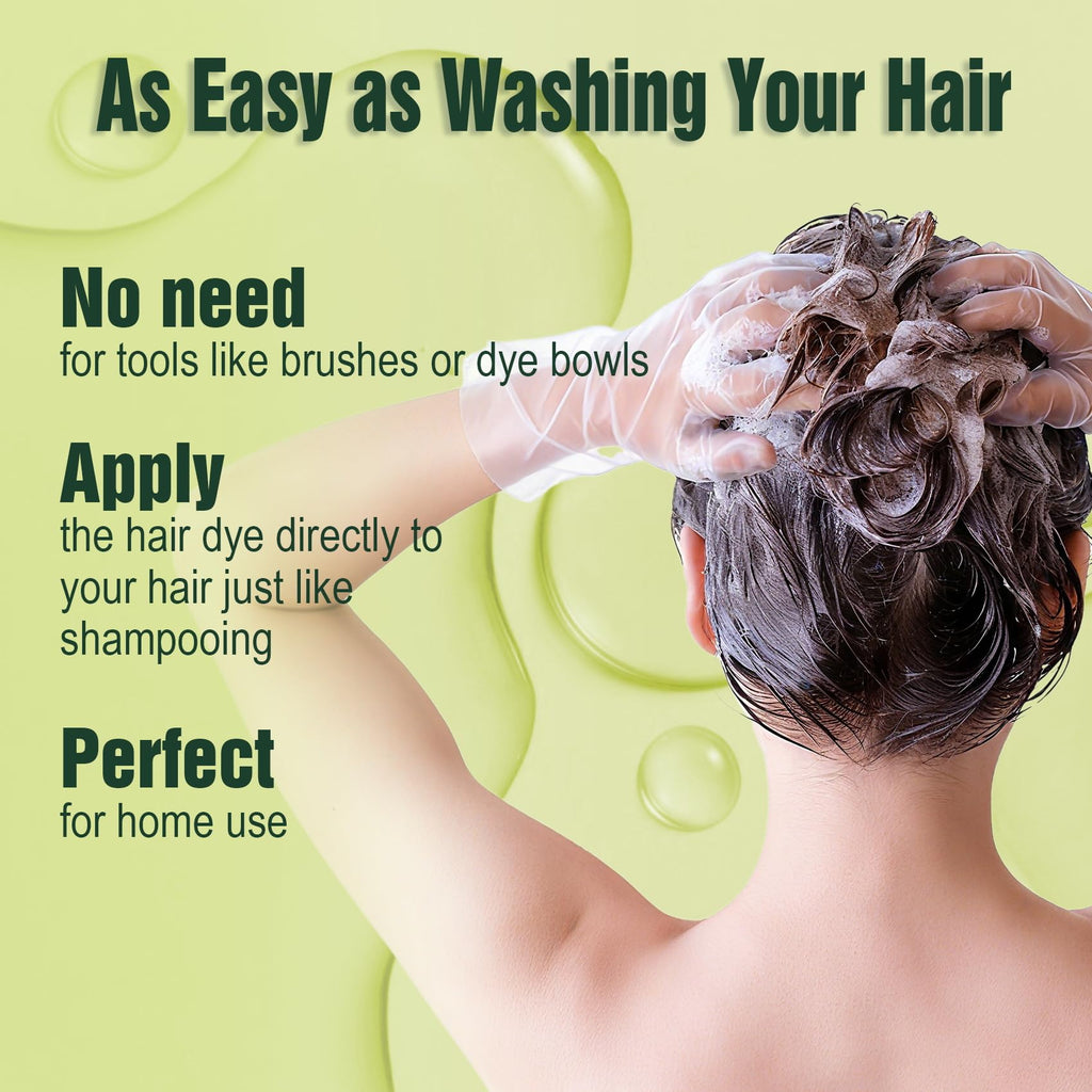Limer Hair Dye Shampoo Dark Brown - PPD-Free & Ammonia-Free, 6-in-1 Herbal Color for Gray Coverage (6.76 fl oz/200 ml)