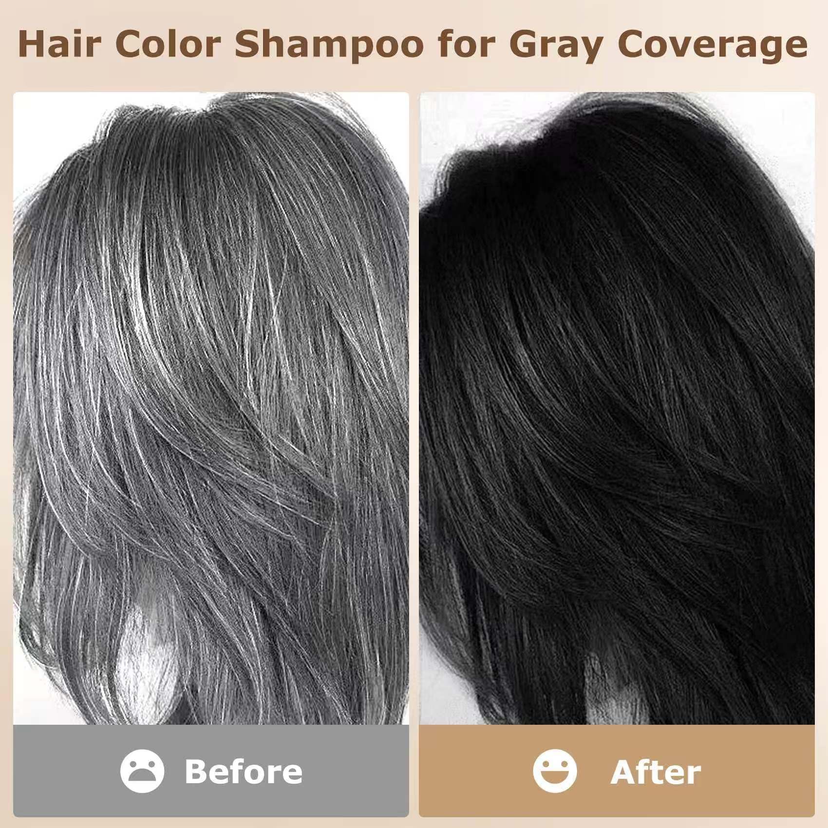 Limer Hair Dye Shampoo Dark Brown – 6-in-1 Herbal Color, Ammonia-Free, Semi-Permanent Gray Coverage (460ml)