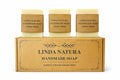 LINDA NATURA Goat Milk Soap Set | Handmade, Fragrance-Free & Colorant-Free | Cold Process | 3 × 120 g | Safety Touch Collection