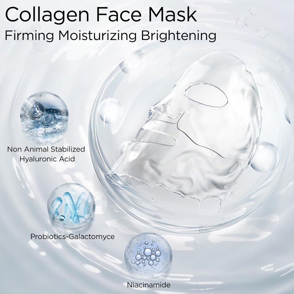 Lingmeier Hydrating Overnight Collagen Mask – 4 Sheets for Deep Moisture, Elasticity & Pore Refinement