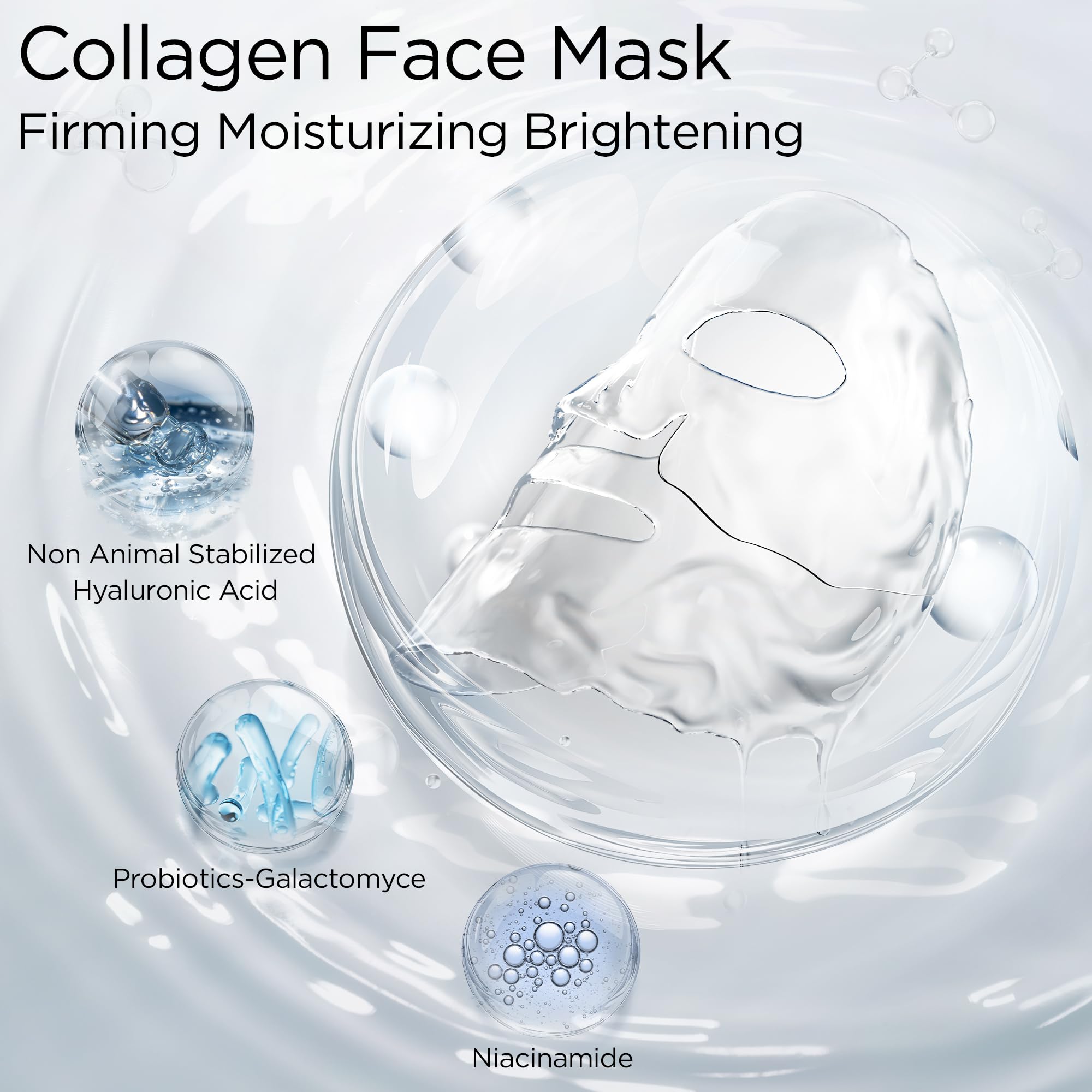 Lingmeier Hydrating Overnight Collagen Mask – 4 Sheets for Deep Moisture, Elasticity & Pore Refinement