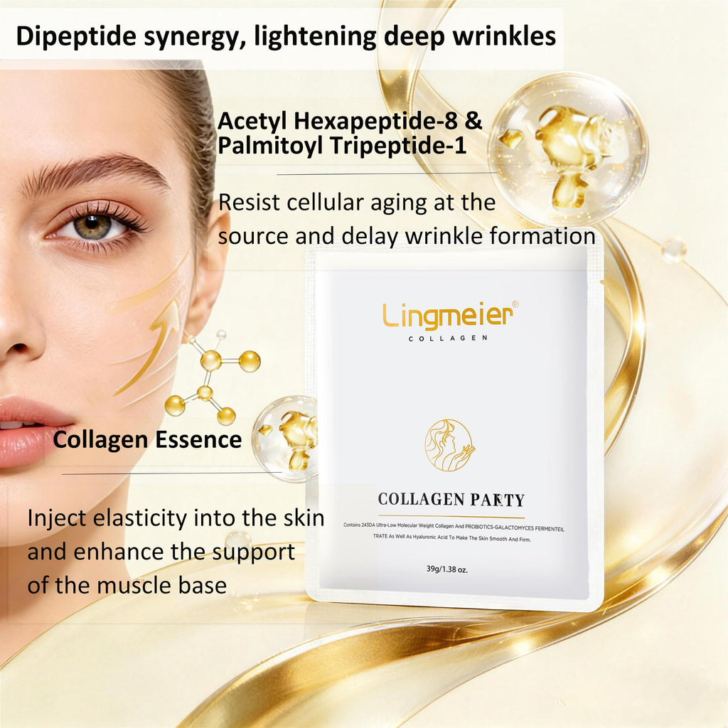 Lingmeier Hydrating Overnight Collagen Mask – 4 Sheets for Deep Moisture, Elasticity & Pore Refinement