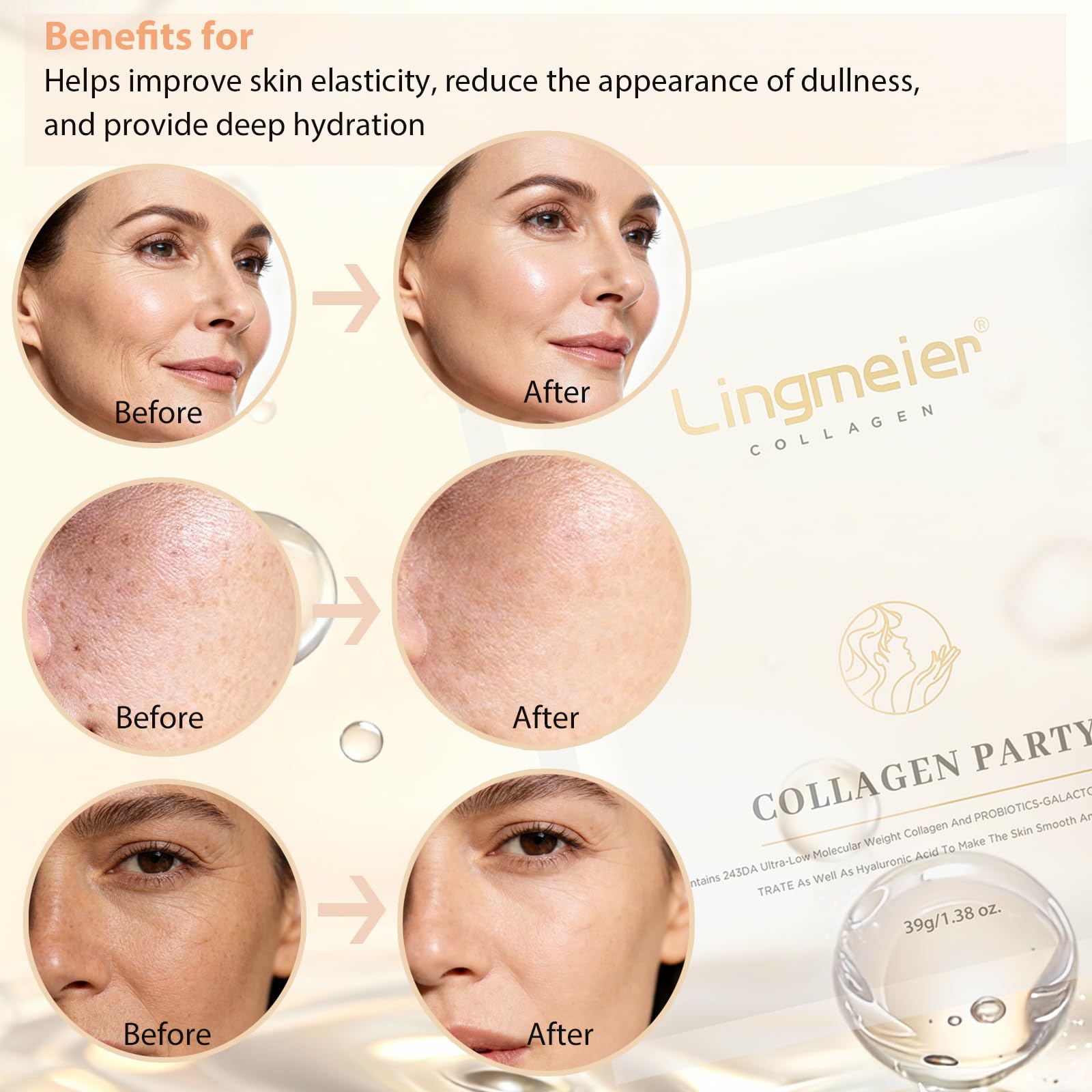 Lingmeier Hydrating Overnight Collagen Mask – 4 Sheets for Deep Moisture, Elasticity & Pore Refinement