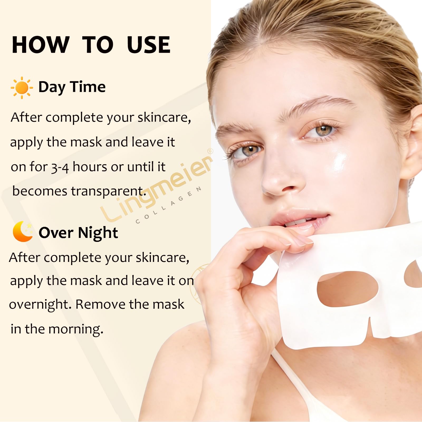 Lingmeier Hydrating Overnight Collagen Mask – 4 Sheets for Deep Moisture & Elasticity
