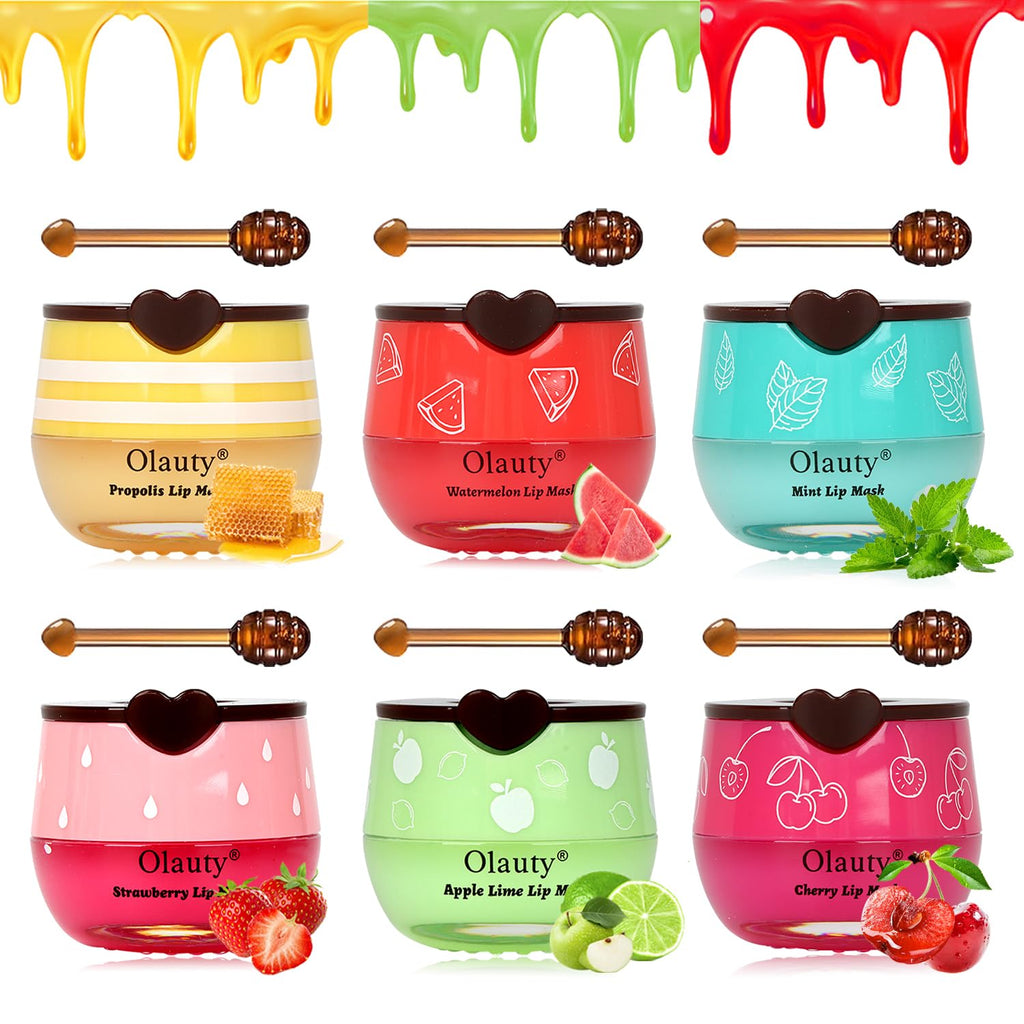 Lingyun 6Pcs Bee Lip Balm Honey Pot – Lip Sleeping Mask with Propolis & Vitamin E | Gifts