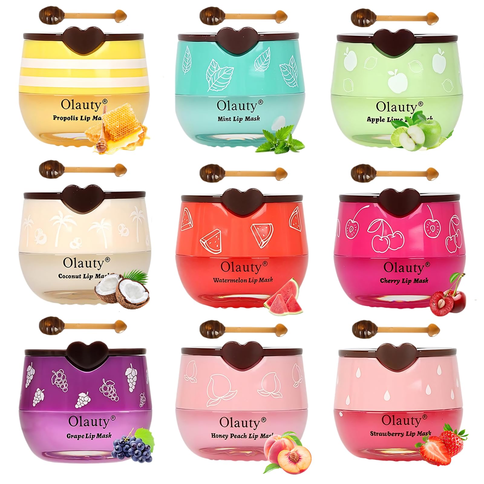 Lingyun 9PCS Bee Lip Balm Honey Pot – Hydrating Overnight Lip Mask