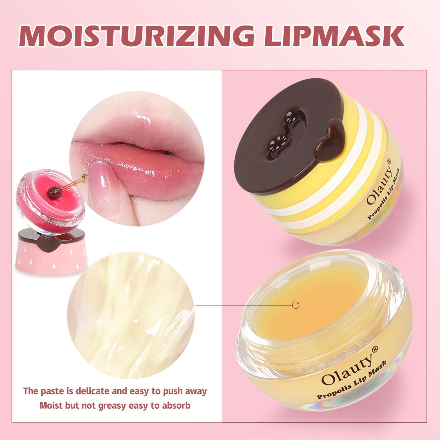 Lingyun 6Pcs Bee Lip Balm Honey Pot – Lip Sleeping Mask with Propolis & Vitamin E | Gifts
