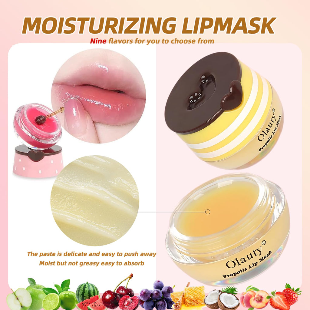 Lingyun 9PCS Bee Lip Balm Honey Pot – Hydrating Overnight Lip Mask