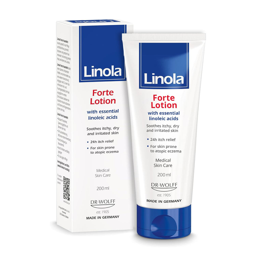 Linola Forte Lotion - 24-Hour Itch Relief for Dry, Irritated Skin | Made in Germany | 200 ml