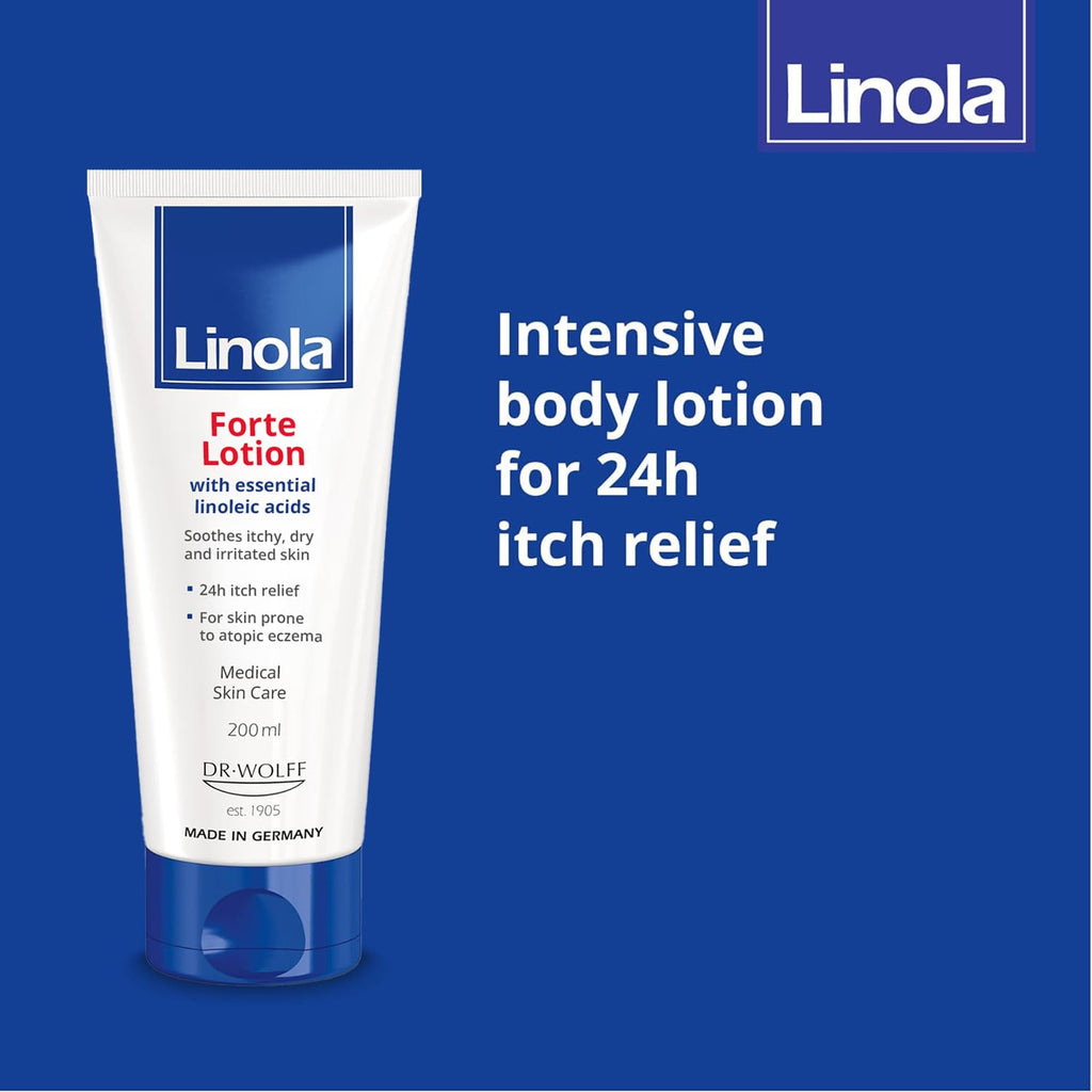 Linola Forte Lotion - 24-Hour Itch Relief for Dry, Irritated Skin | Made in Germany | 200 ml