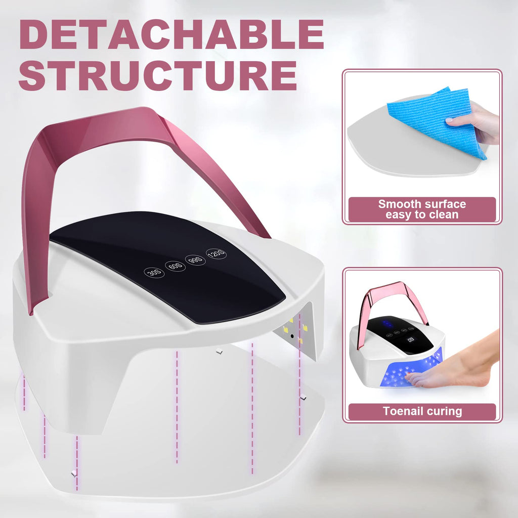 Linssy 96W Rechargeable UV Nail Lamp — Cordless LED with Handle, Infrared Sensor, 4 Timers (White)
