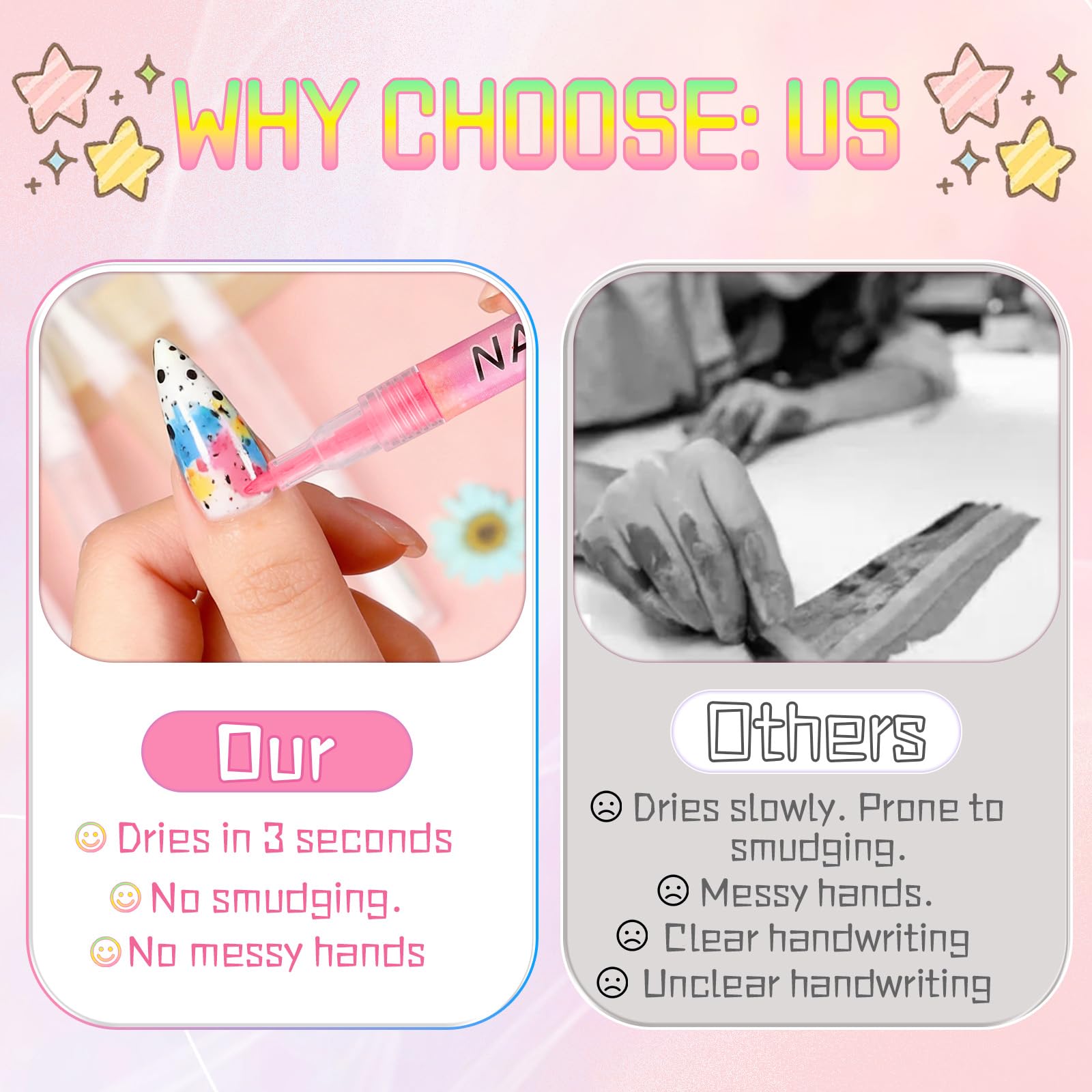 Linyuant 12 Colors Nail Art Pens Set | 3D Nail Polish Pens, Quick Dry