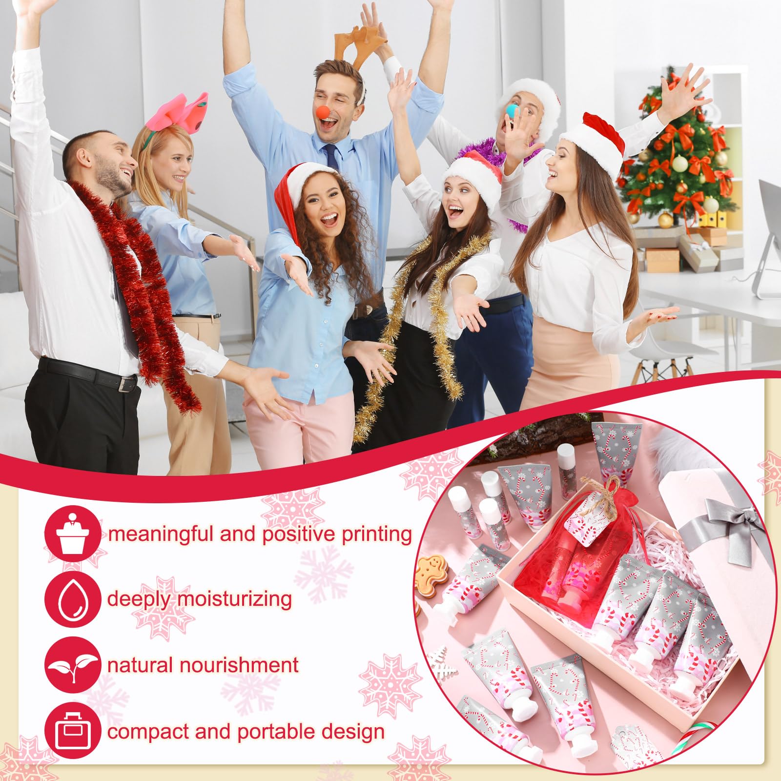 Linyuthia 36-Pack Candy Cane Hand Cream & Lip Balm Gifts Set – Xmas Party Favors
