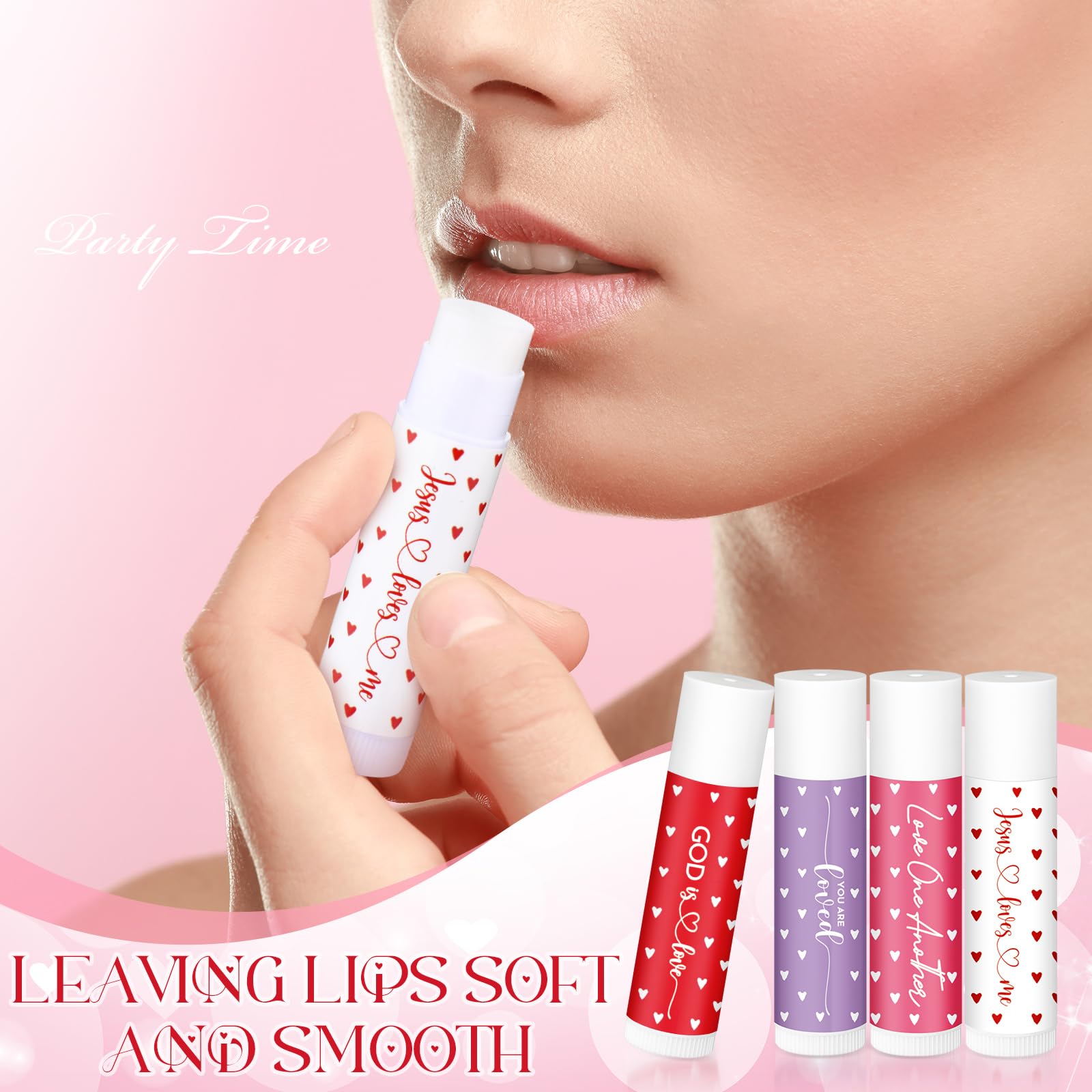 Linyuthia 20-Set Galentines Lip Balms & Leather Lipstick Holder Keychains (4 Styles) – Christian Valentine Gift