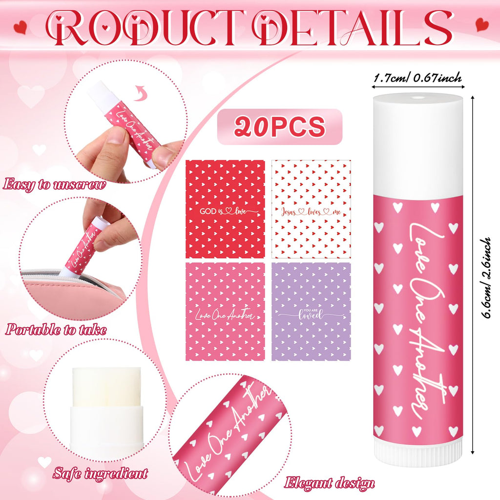 Linyuthia 20-Set Galentines Lip Balms & Leather Lipstick Holder Keychains (4 Styles) – Christian Valentine Gift