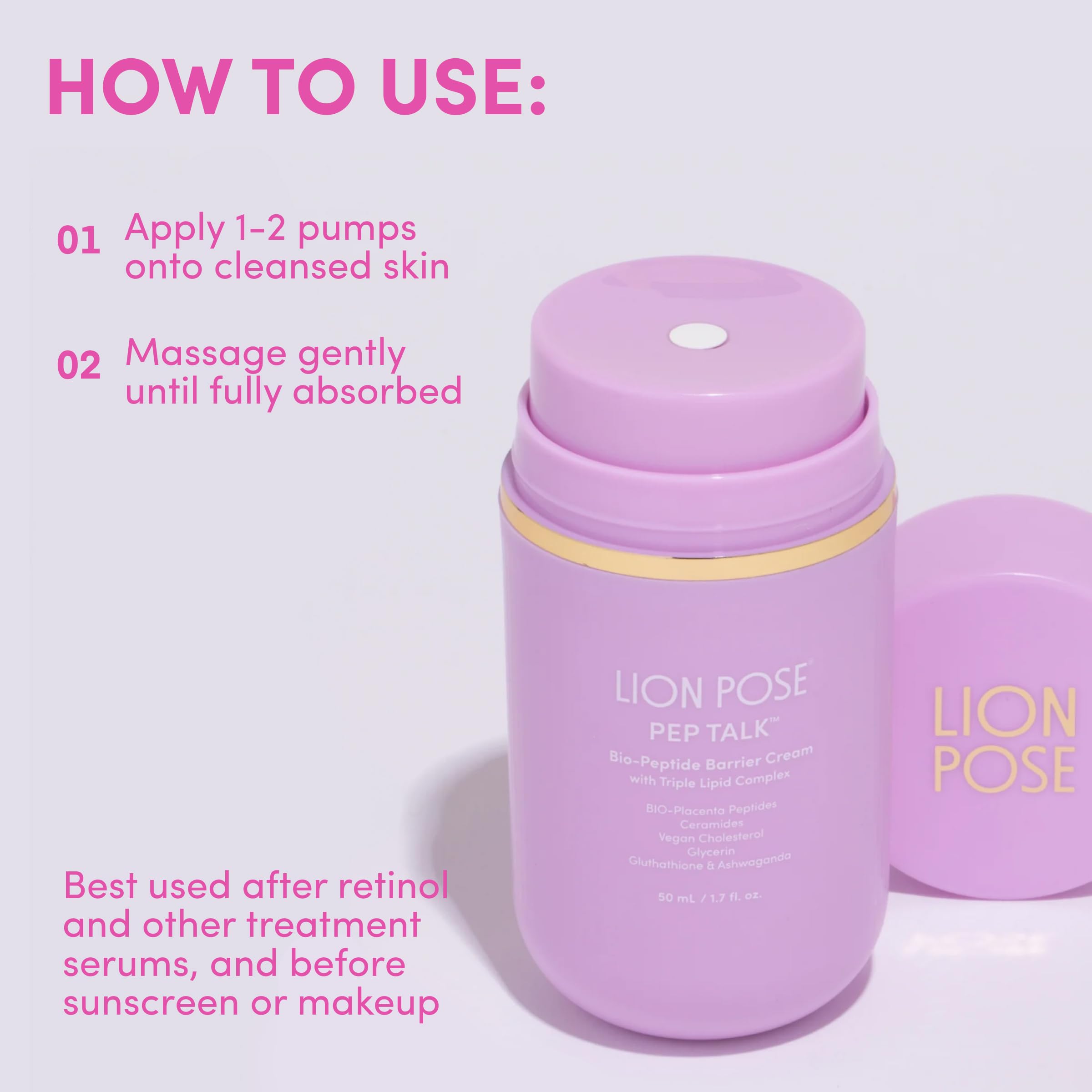 LION POSE Pep Talk Bio-Placenta Barrier Repair Cream – Redness & Dryness