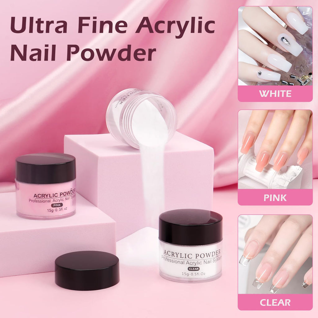 LIONVISION Practice Hand for Acrylic Nails — Nail Training Kit with 12-Color Powder & Liquid