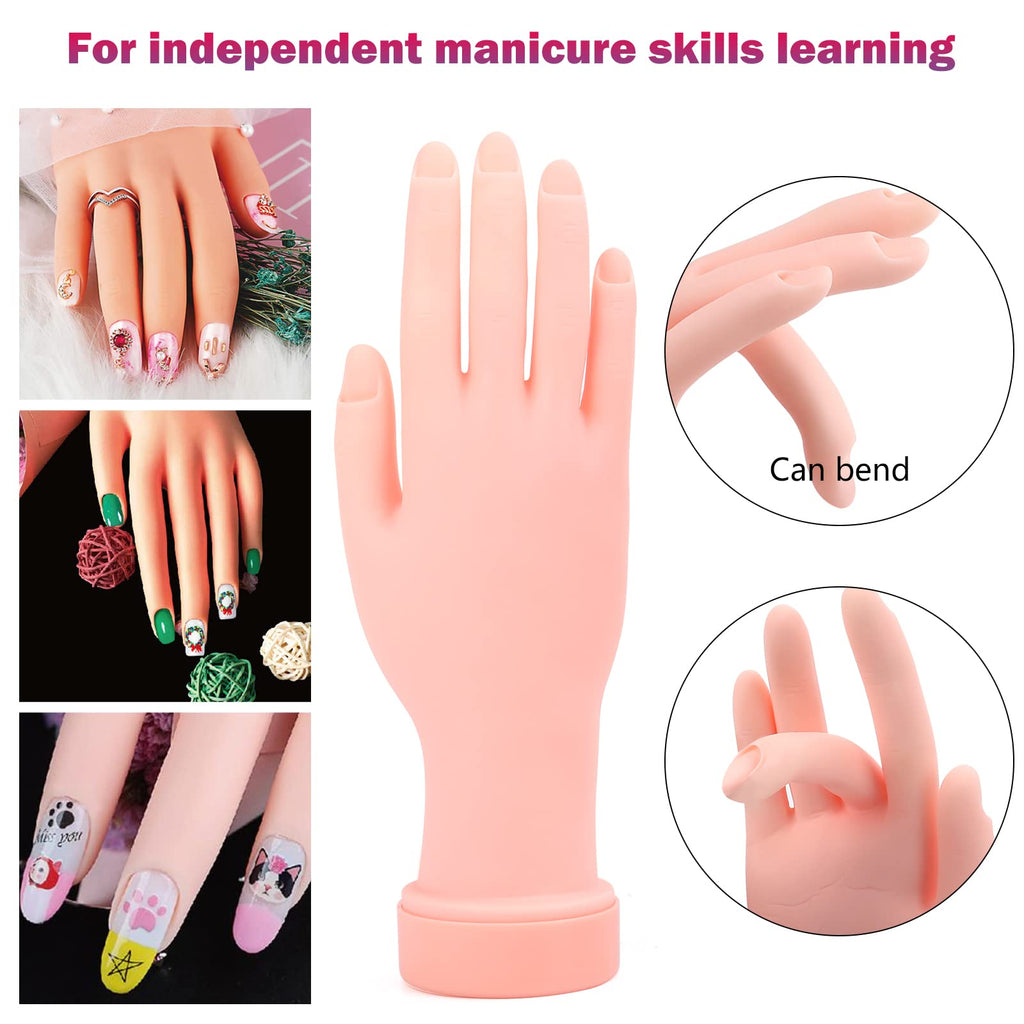 LIONVISION Practice Hand for Acrylic Nails — Nail Training Kit with 12-Color Powder & Liquid