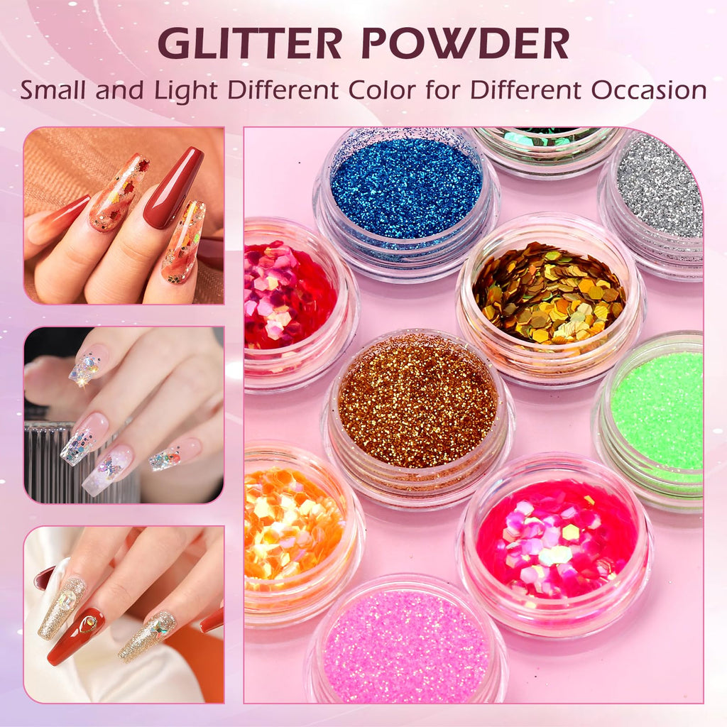 LIONVISION Practice Hand for Acrylic Nails — Nail Training Kit with 12-Color Powder & Liquid