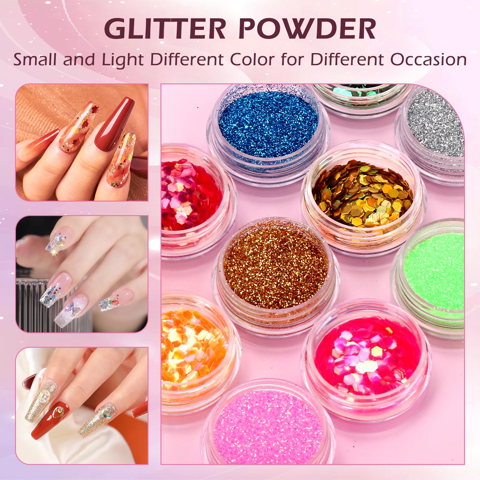 LIONVISION Practice Hand for Acrylic Nails — Nail Training Kit with 12-Color Powder & Liquid