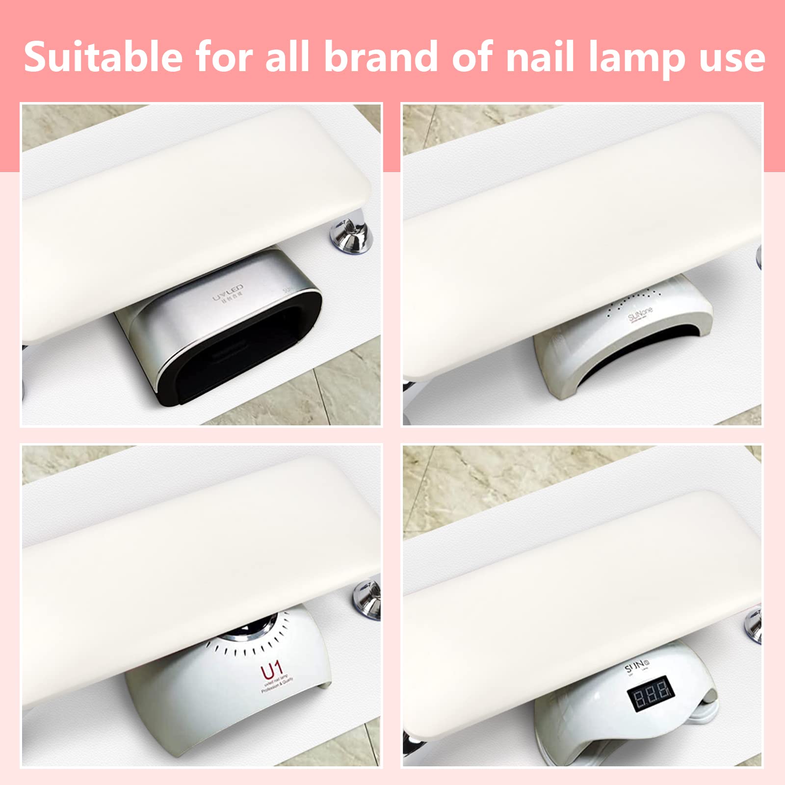 Lionvision Nail Arm Rest for Acrylic Nails — White, Table Mat & Cushioned Hand Pad