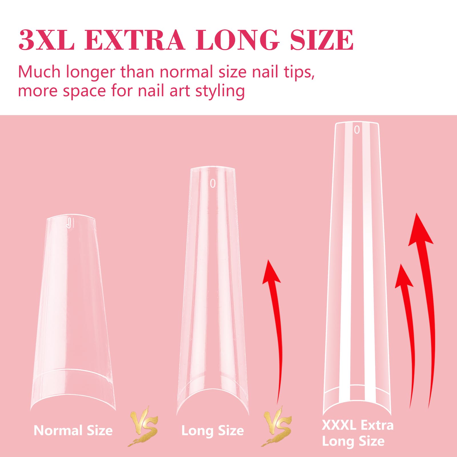 LIONVISON 3XL Coffin Nail Tips – 504 PCS, Extra Long Press-On Gel Nails for Home DIY