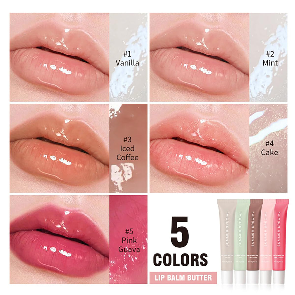 5-Color Summer Special Lip Balm: 5 Shades, Lightweight & Non-Sticky, Gift Box