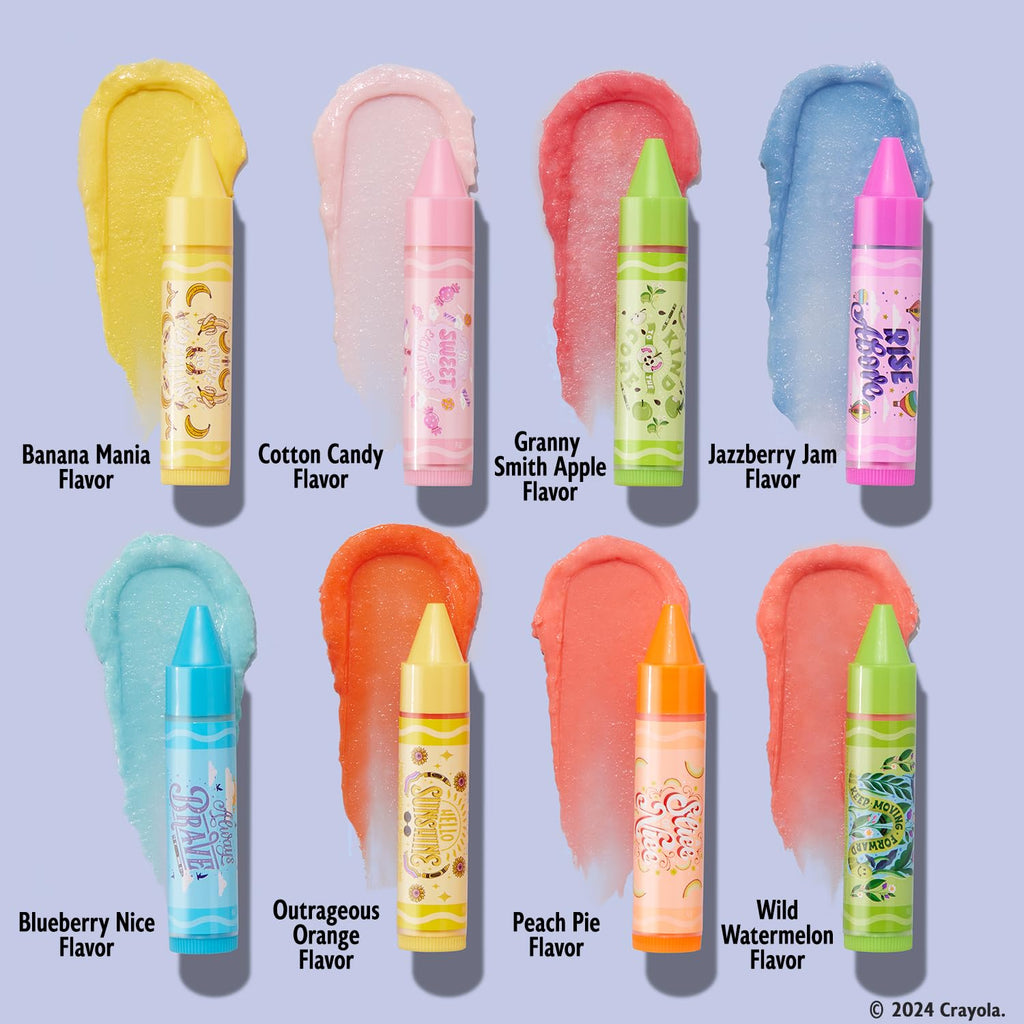 Lip Smacker Crayola Party Pack - 8 Moisturizing Lip Balms for Hydration & Gloss