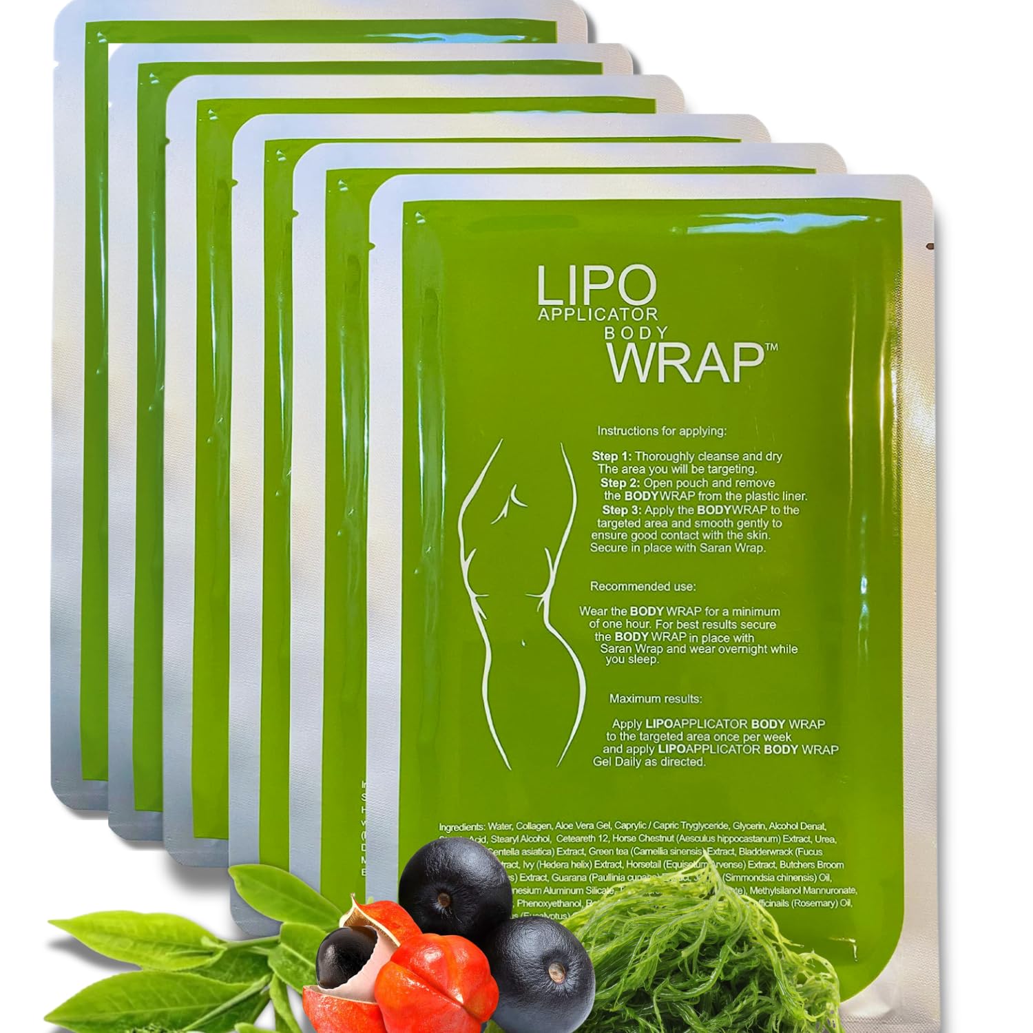 Lipo Applicator Ultimate Body Wrap with Guarana, Green Tea & Seaweed | 6 Wraps