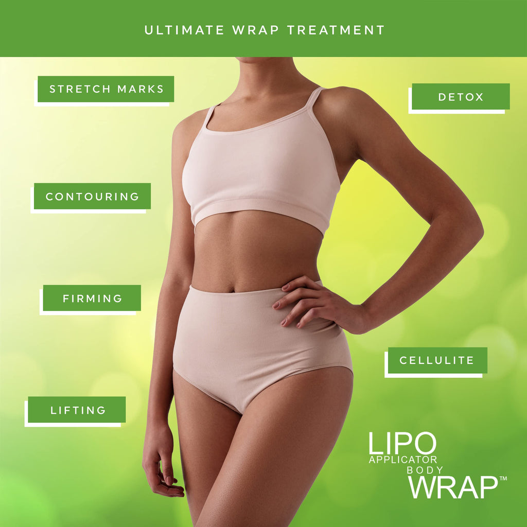 Lipo Applicator Body Wrap with Guarana, Green Tea & Seaweed | 6 Wraps + Gel