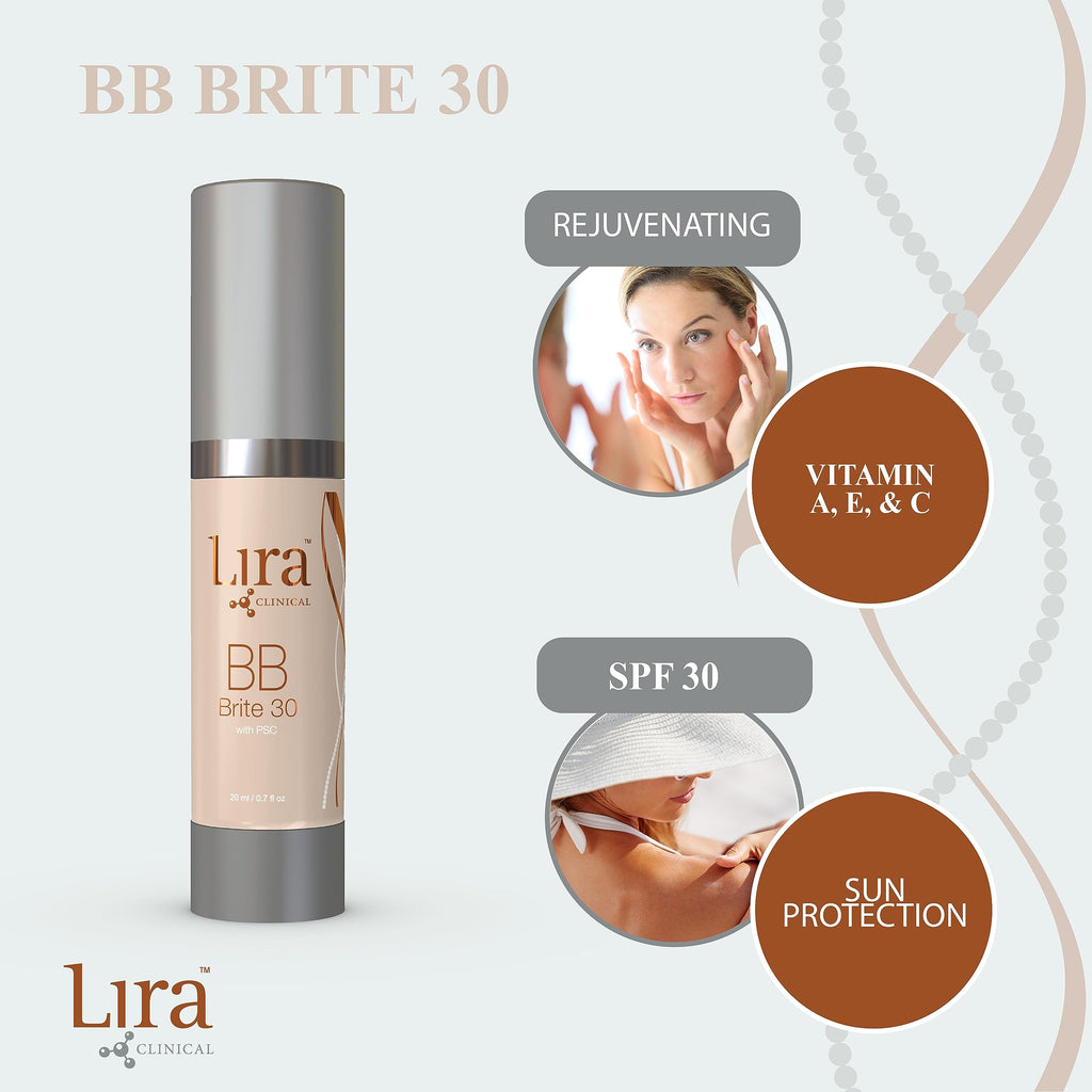 Lira Clinical BB Brite 30 - SPF 30 Tinted BB Cream with PSC & Vitamins | Full Coverage