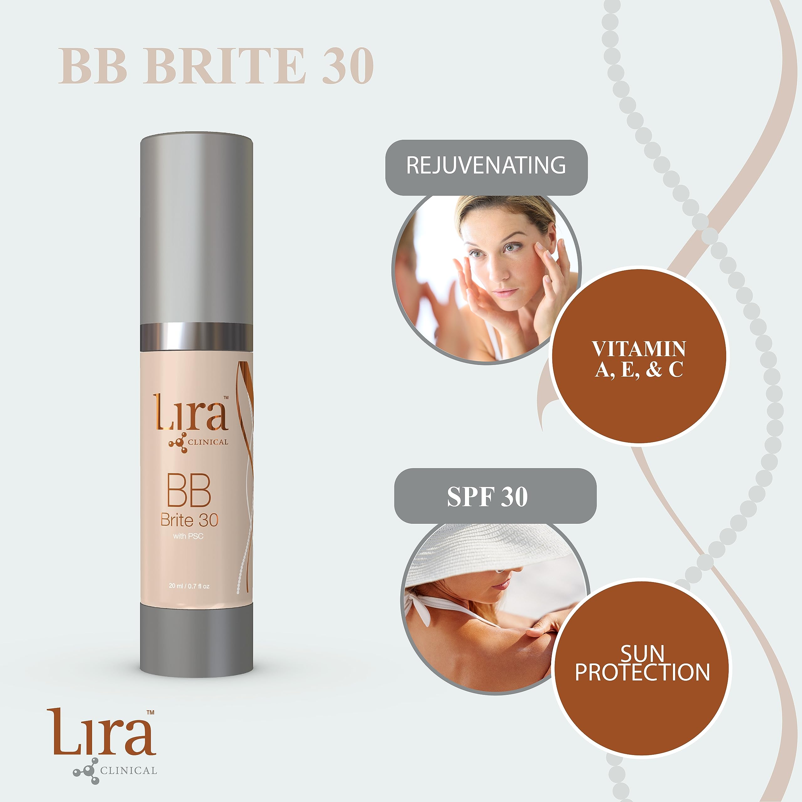Lira Clinical BB Brite 30 - SPF 30 Tinted BB Cream with PSC & Vitamins | Full Coverage