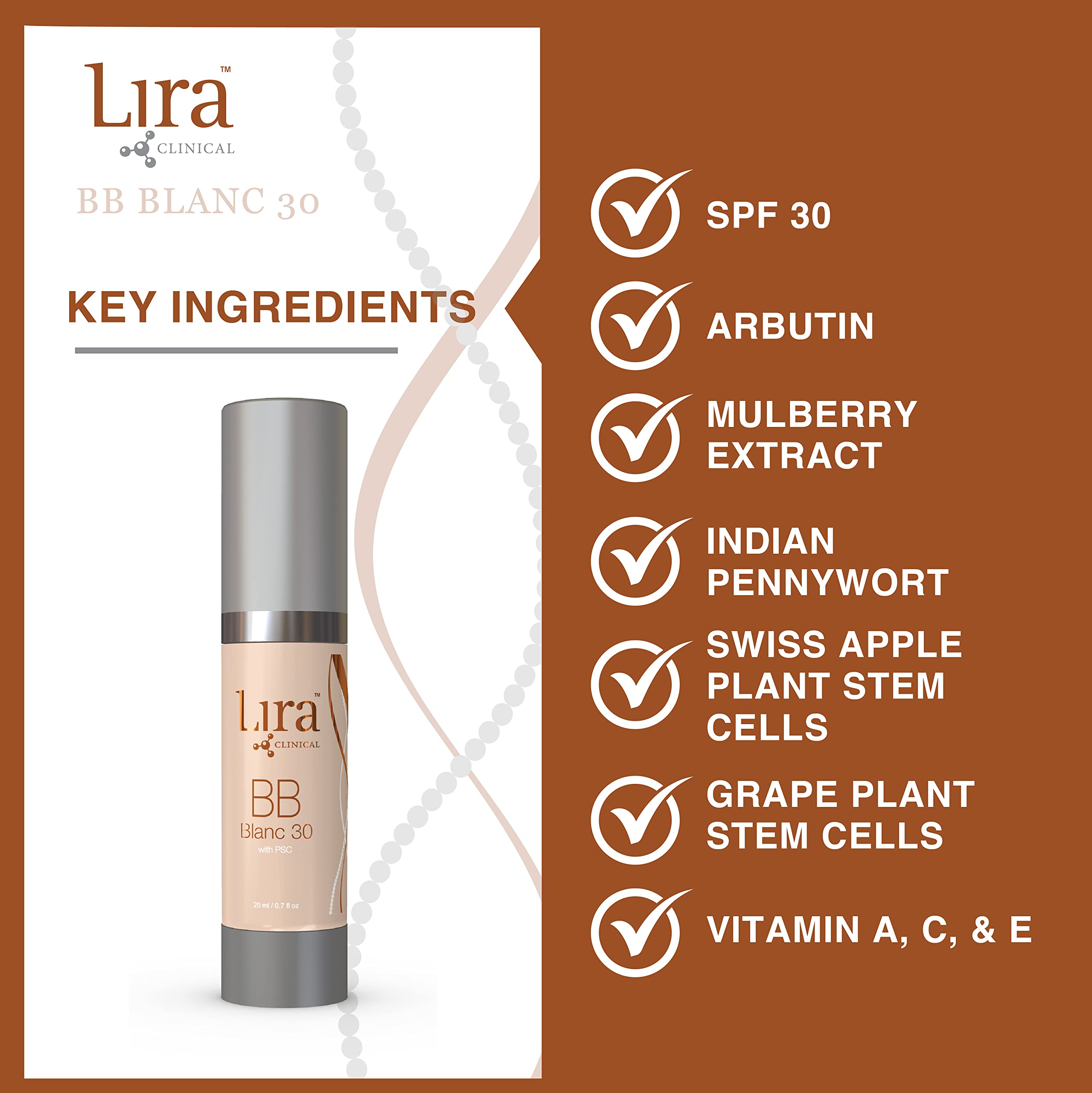 Lira Clinical BB Cream SPF 30 Blanc 30 – Full Coverage Tint with PSC & Vitamins