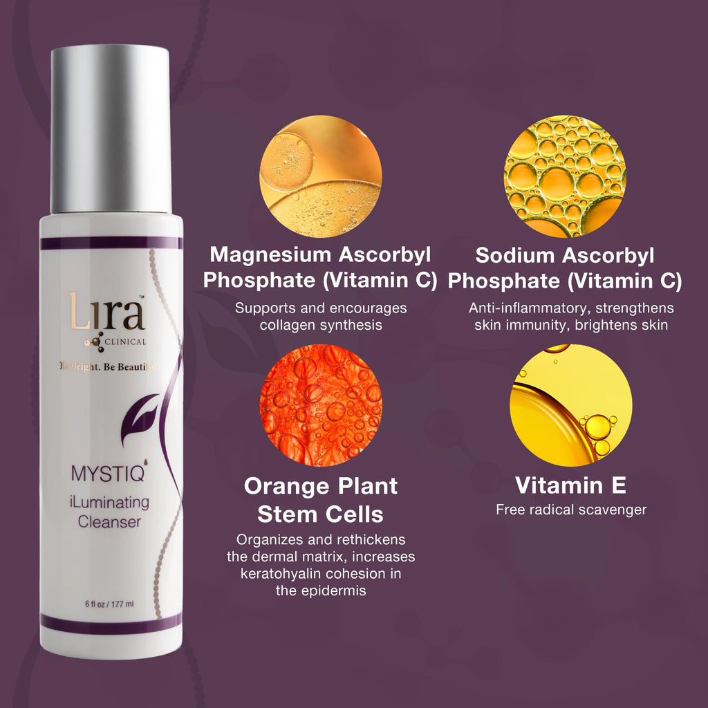 Lira Clinical MYSTIQ iLuminating Cleanser — Gentle Moisturizing Face Wash with Vitamin C & Orange Plant Stem Cells