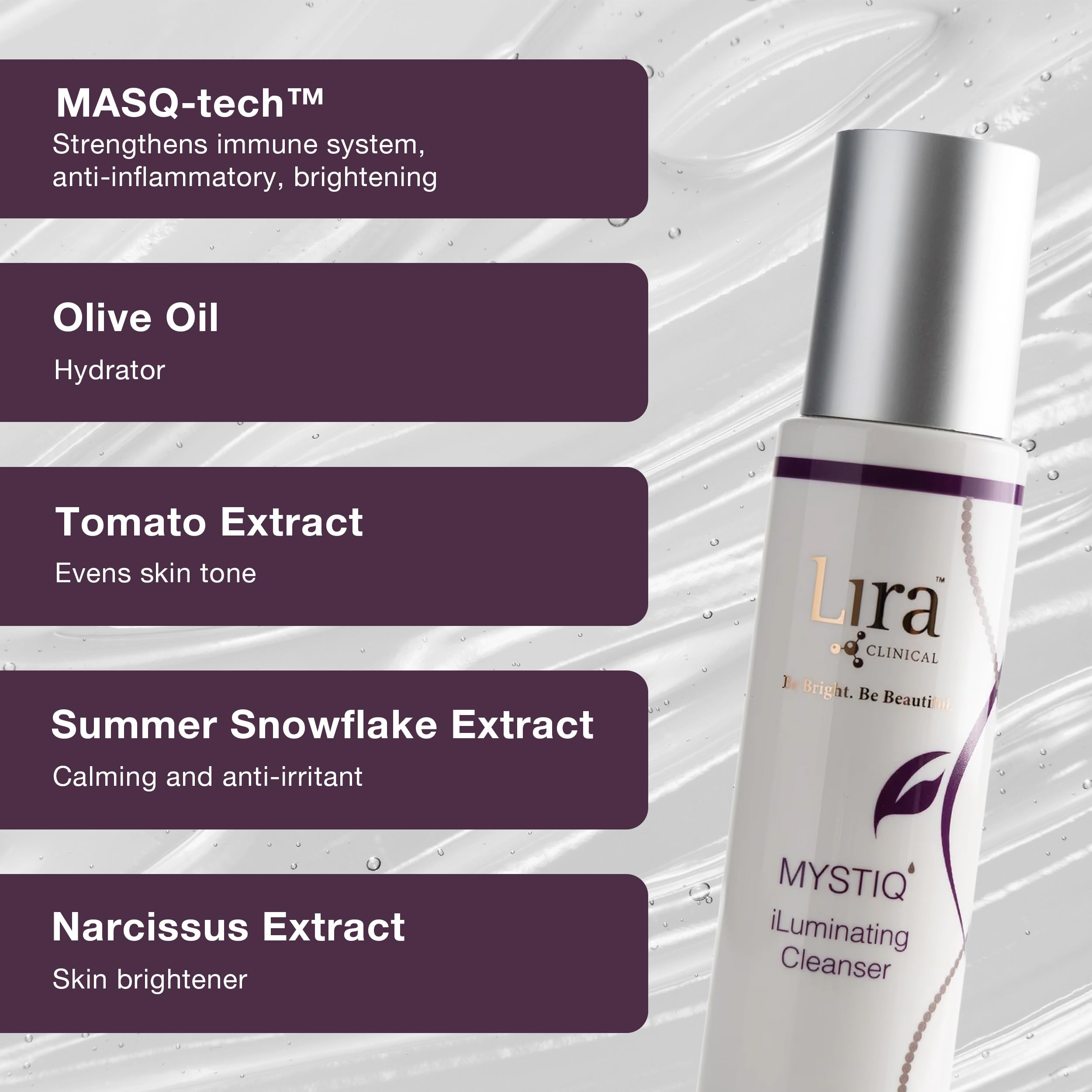 Lira Clinical MYSTIQ iLuminating Cleanser — Gentle Moisturizing Face Wash with Vitamin C & Orange Plant Stem Cells
