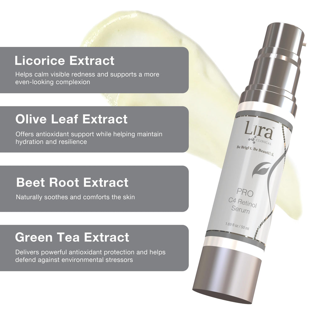 Lira Clinical Pro C4 Retinol Serum – Vitamin C + Plant Stem Cells for Brightening & Acne-Prone Skin