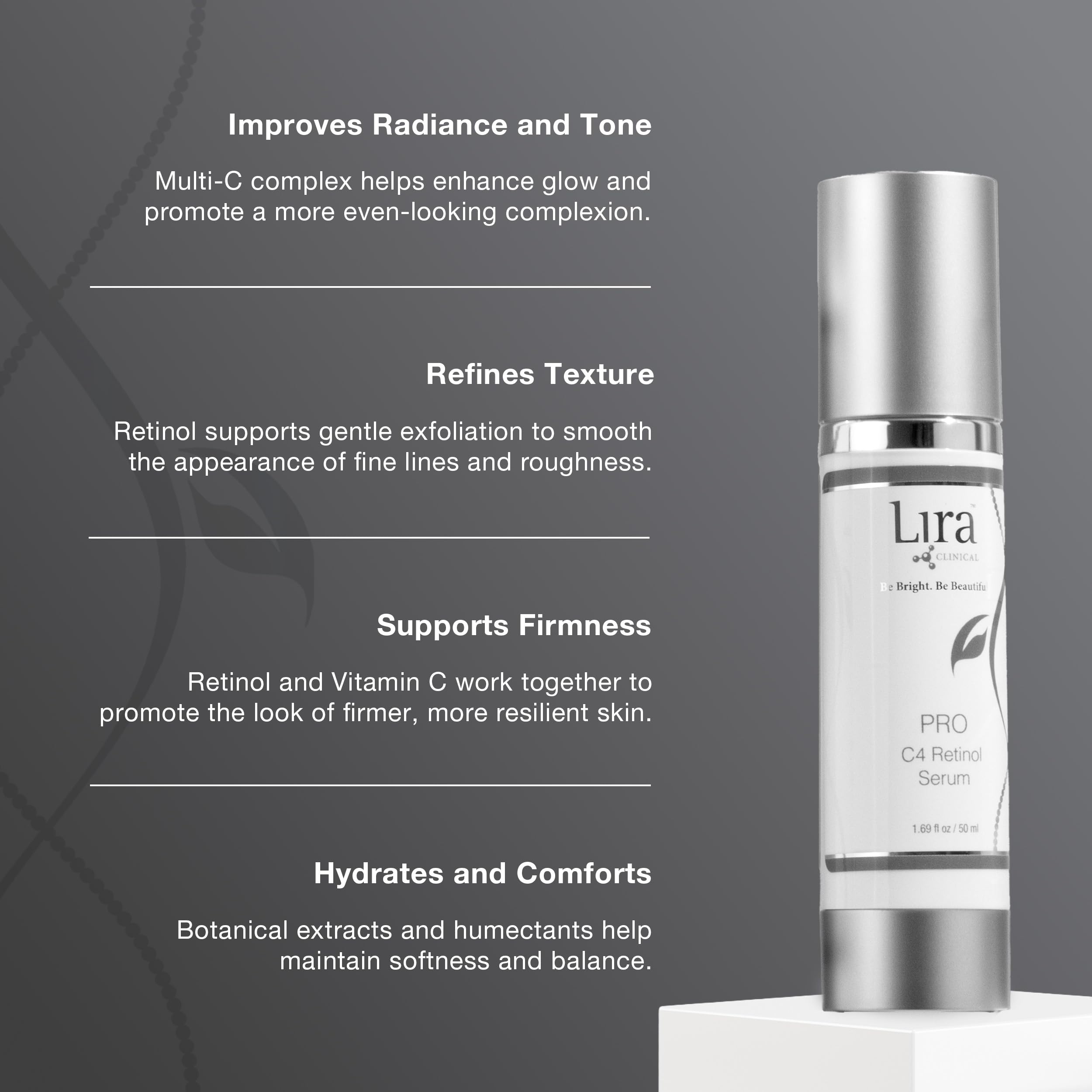 Lira Clinical Pro C4 Retinol Serum – Vitamin C + Plant Stem Cells for Brightening & Acne-Prone Skin