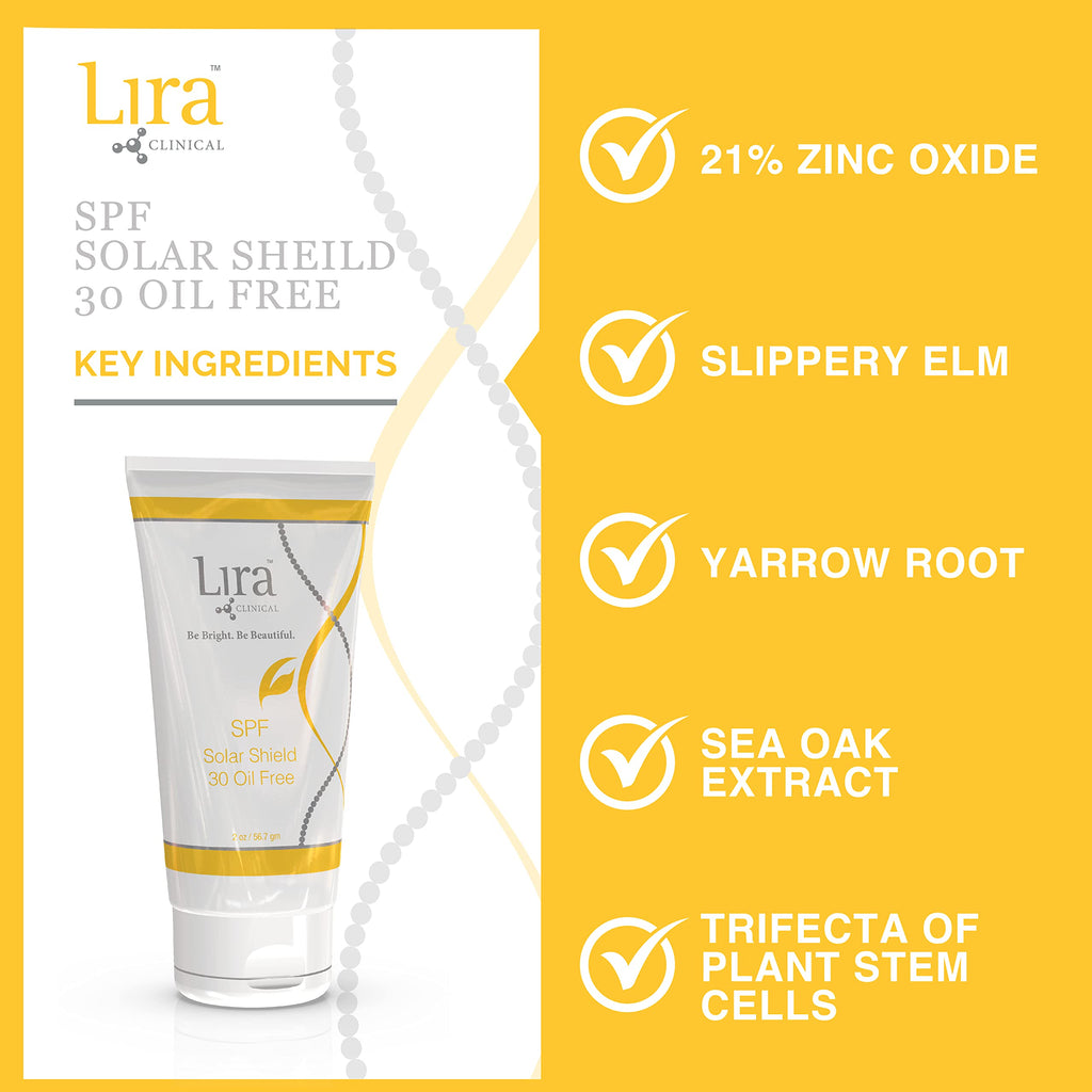 Lira Clinical SPF Solar Shield 30 Oil Free – Broad Spectrum UVA/UVB Protection