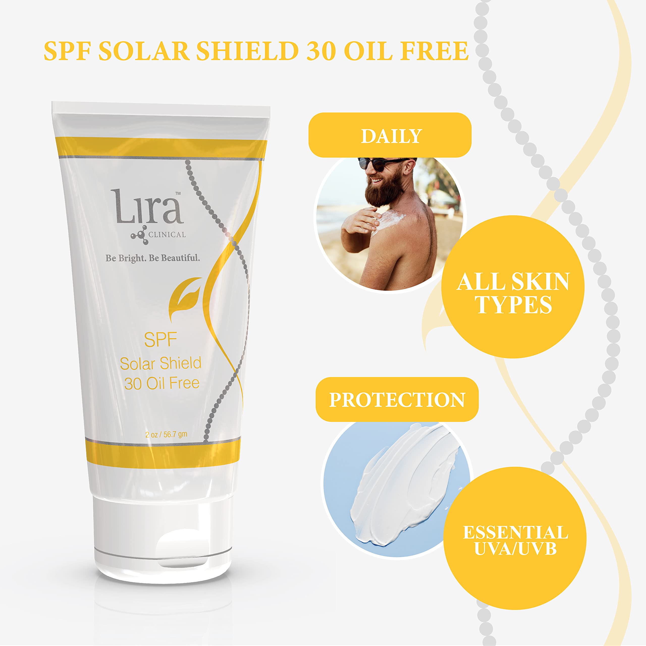 Lira Clinical SPF Solar Shield 30 Oil Free – Broad Spectrum UVA/UVB Protection