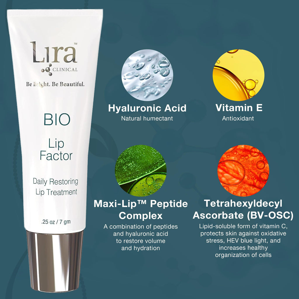 Lira Clinical BIO Lip Factor Lip Balm SPF 15 | Peptides + Vitamins C & E | 0.25 oz