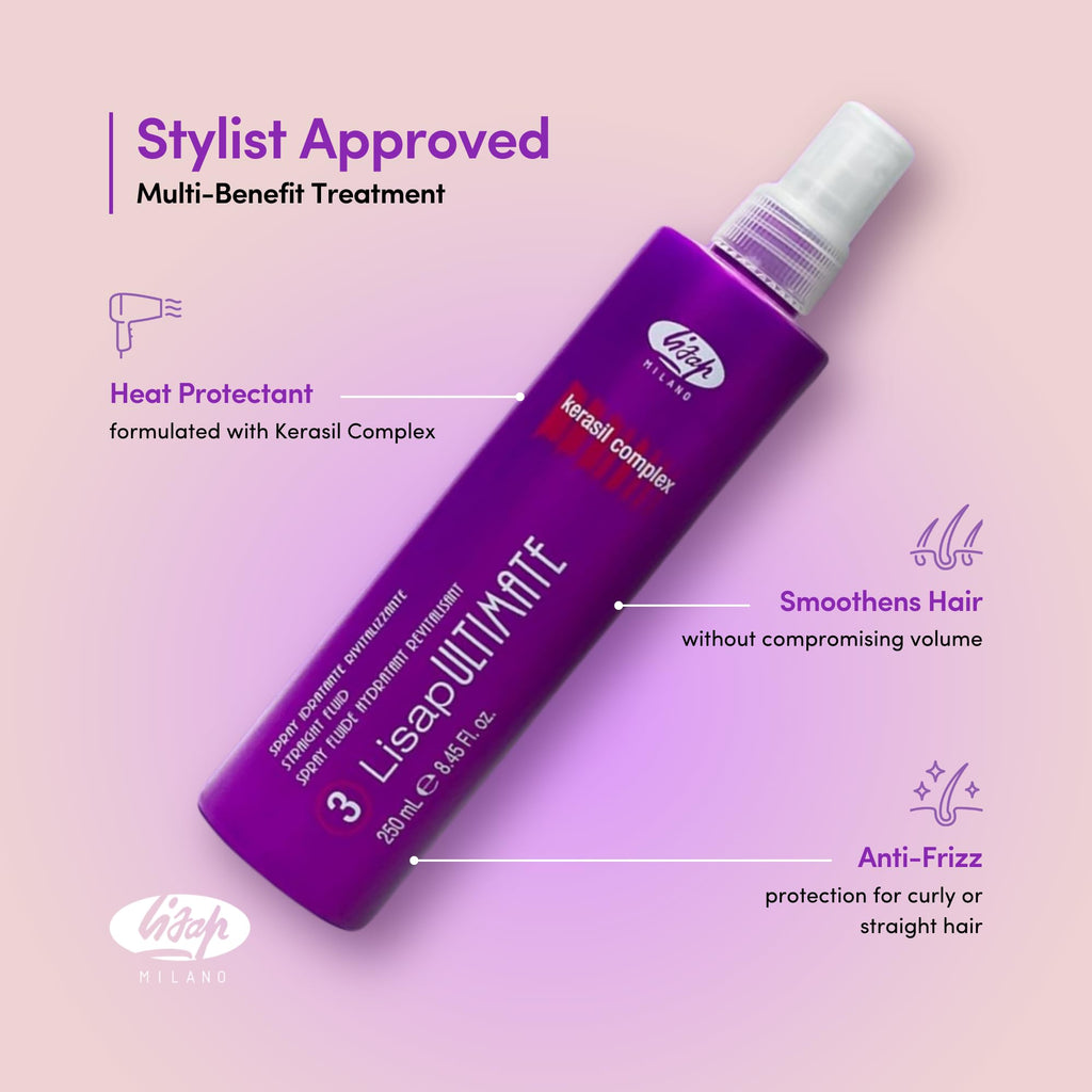 Lisap Heat Protectant for Hair — Ultimate Straight Fluid, Anti-Frizz & Thermal Protection