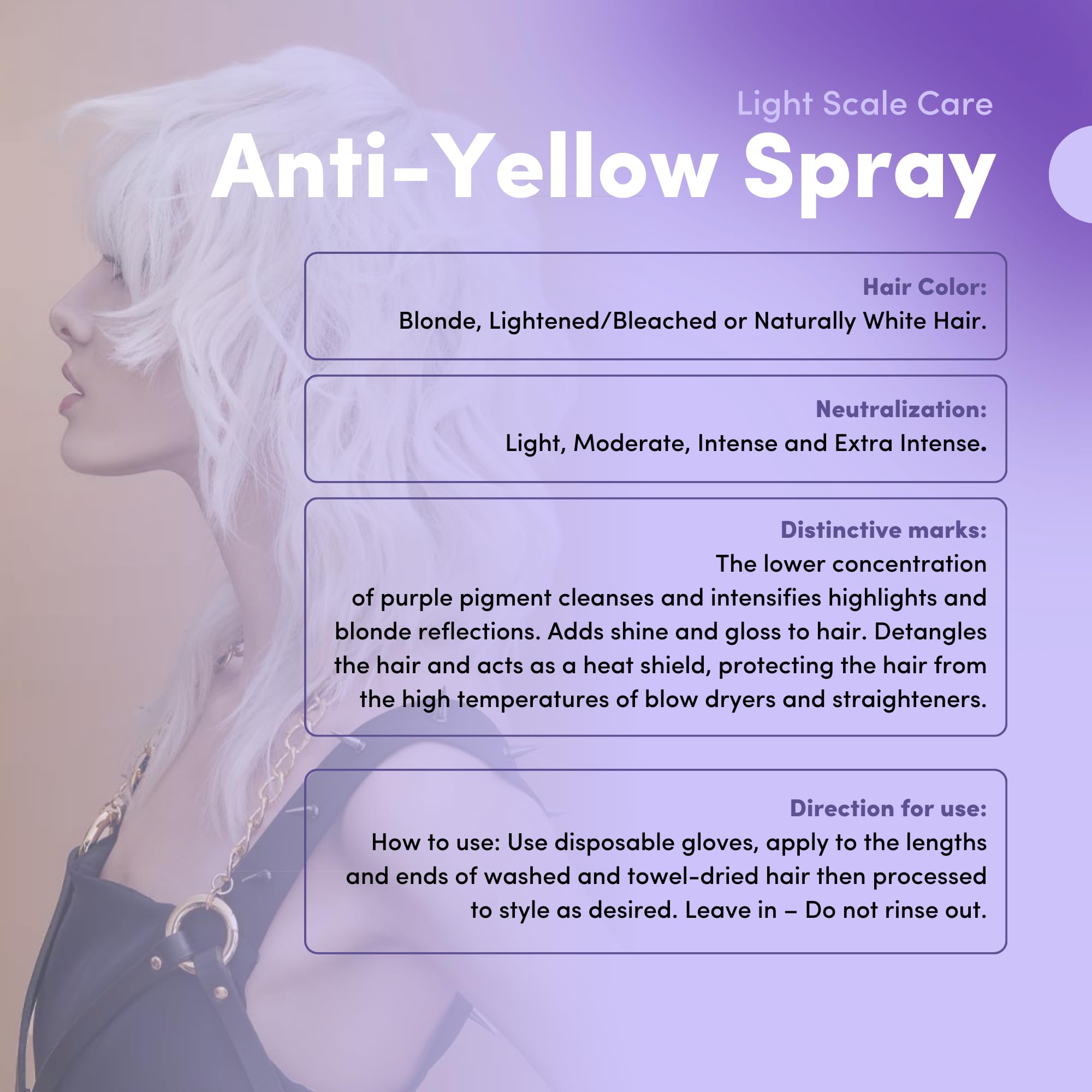 Lisap Light Scale Hair Spray – Purple Toner for Blondes, Anti-Brass & Heat Protection (4.23 fl oz)