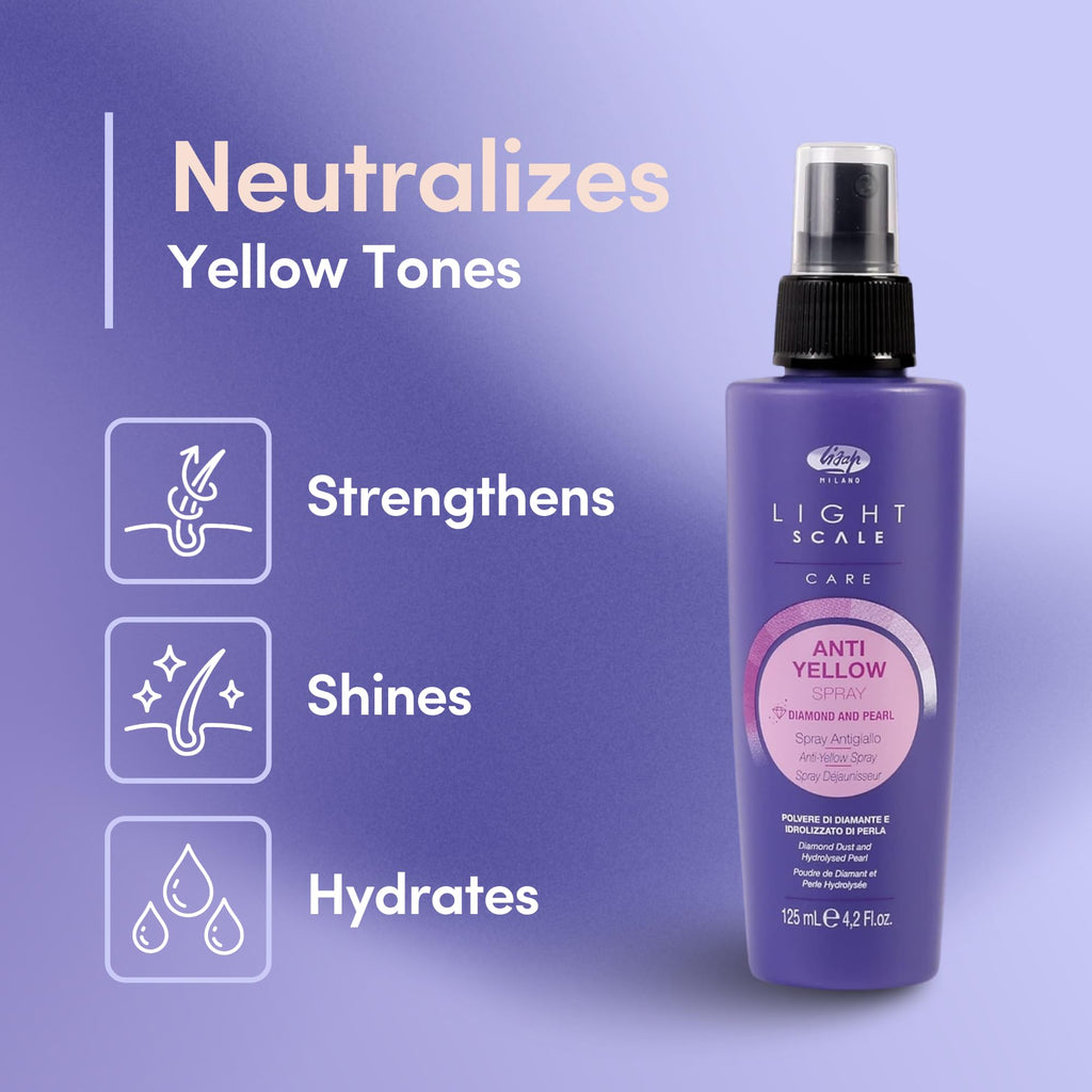 Lisap Light Scale Hair Spray – Purple Toner for Blondes, Anti-Brass & Heat Protection (4.23 fl oz)