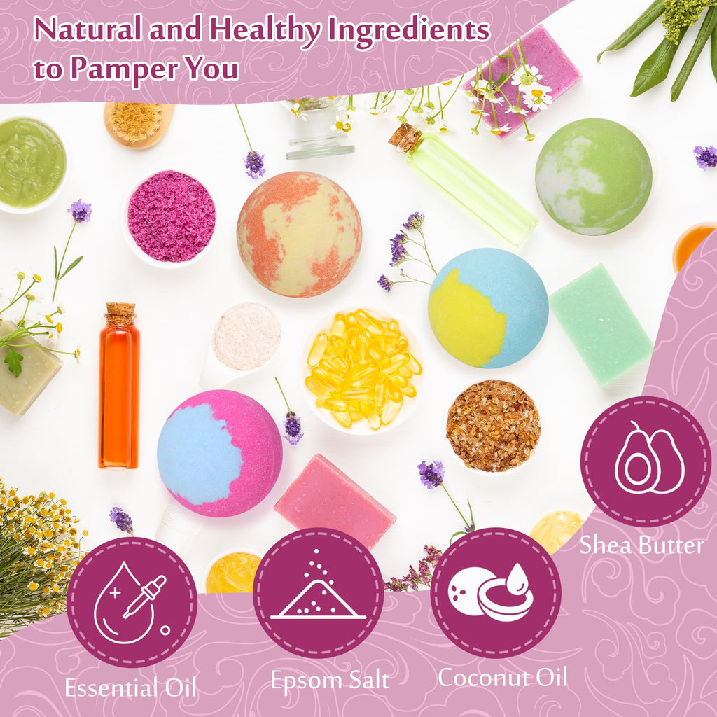 Lisotera Bath Bombs Gift Set – 20 Bombs with Shea Butter & Essential Oils
