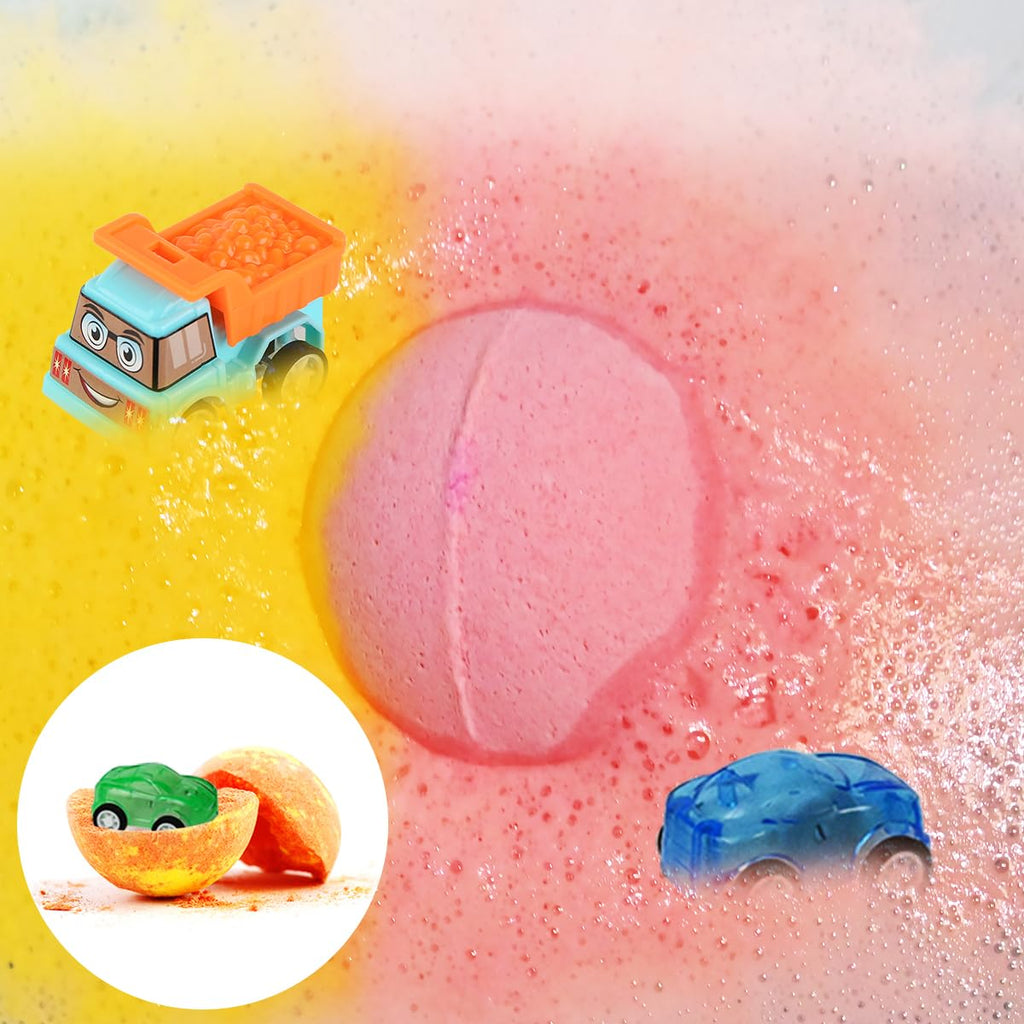 Lisotera Kids Bath Bombs with Toys Inside – 9-Piece Set with Cars & Vehicles